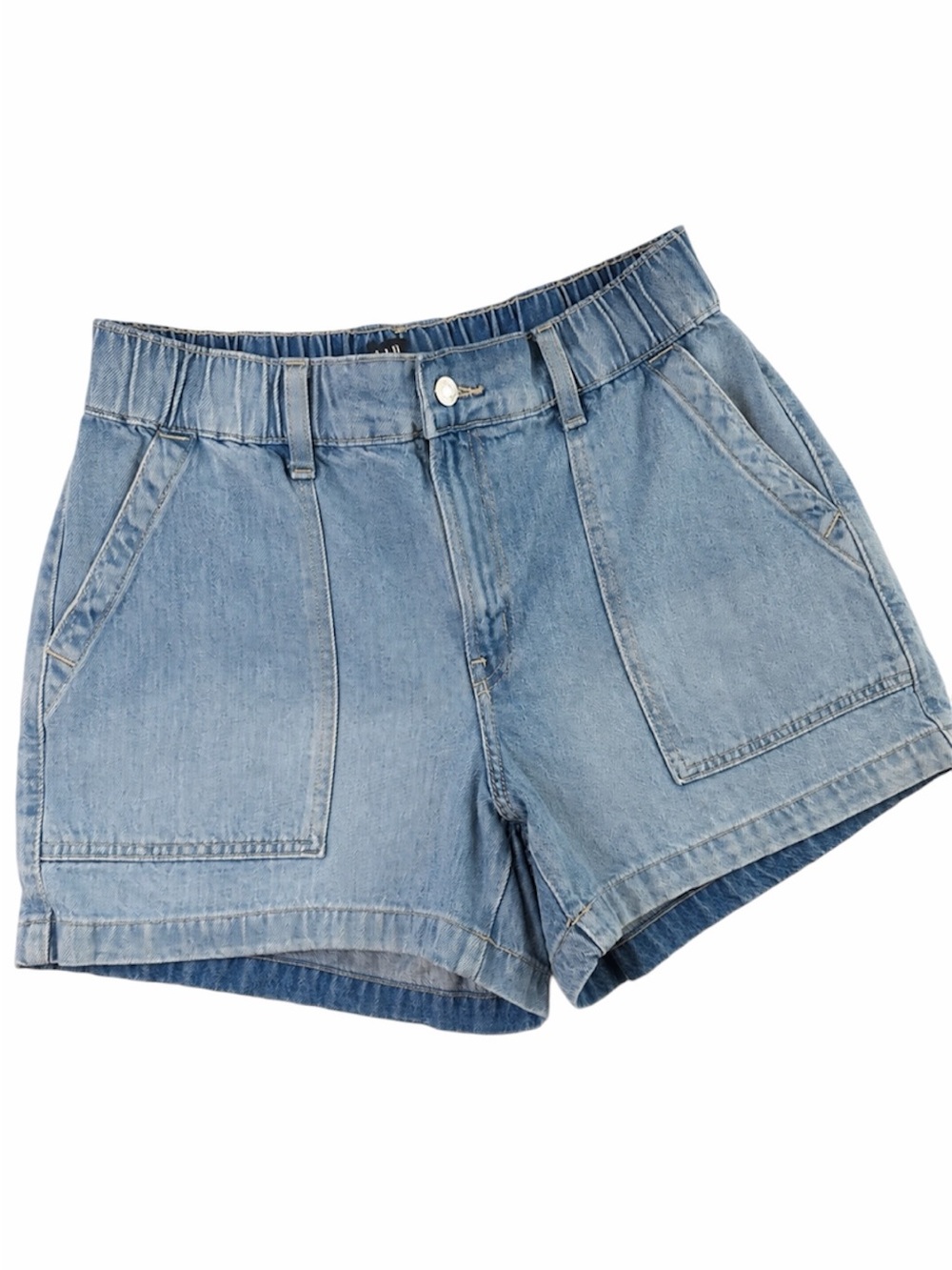 GAP Womens Denim Ultrasoft Light Wash Cargo Shorts Y2K Utility Casual Summer (M)
